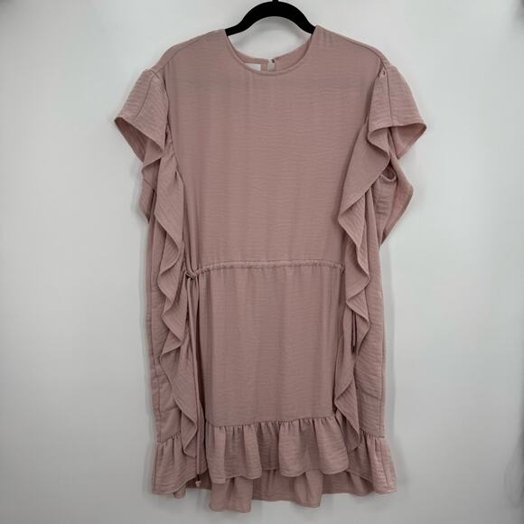 Sabina Musayev Dresses & Skirts - Sabina musayev Ruffled Pink mini Dress Short sleeve tie waist small sundress S